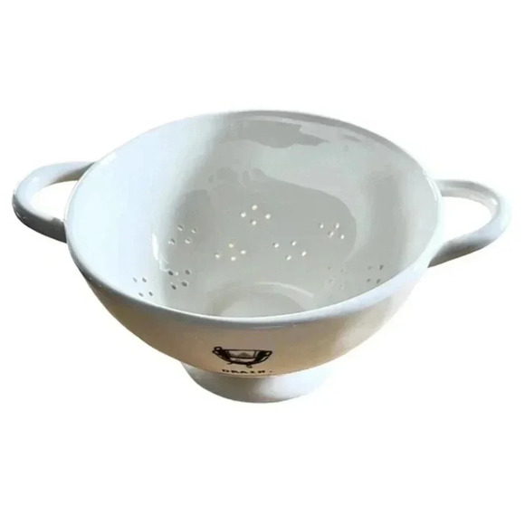 Rae Dunn Artisan Collection "DRAIN" White Ceramic Colander/Strainer. NEW - Picture 2 of 8